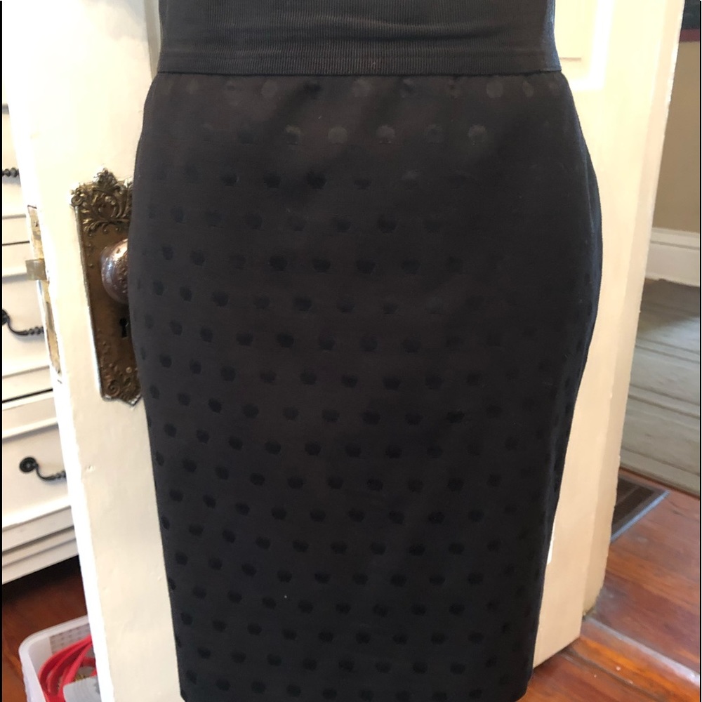 Black Cotton/Poly skirt with accent waistband